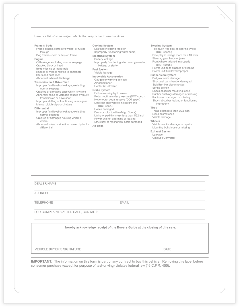 Dealer Window Stickers